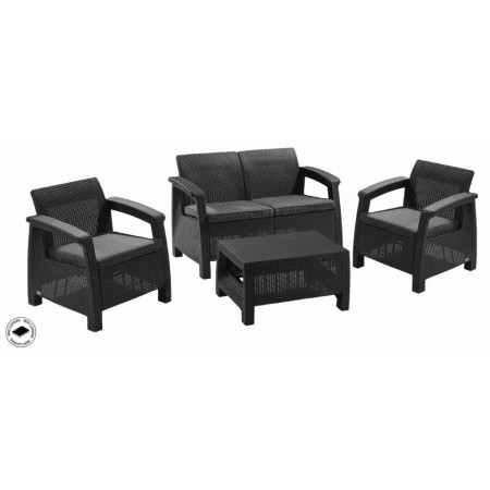 Zahradní nábytek Keter Corfu set dvousedačka + dvě křesla + stůl grafitový