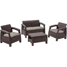 Zahradní nábytek Keter Corfu set dvousedačka + dvě křesla + stůl hnědý