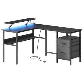 Pc stůl 150x120cm, mdf, černá, APC-E1395 BK