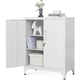 Komoda 80x40x90cm, kov, bílá, AUS-E1113 WT