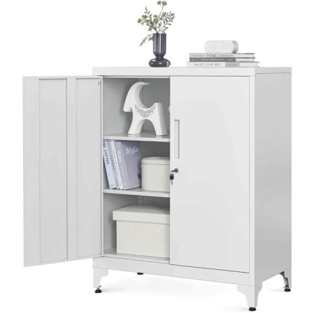 Komoda 80x40x90cm, kov, bílá, AUS-E1113 WT