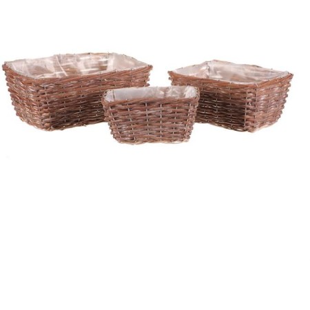Obal proutěný - hranatý, přírodní, cena za sadu 3 ks