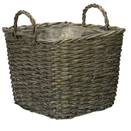 Košík proutěný - obal na květiny, hranatý, šedý