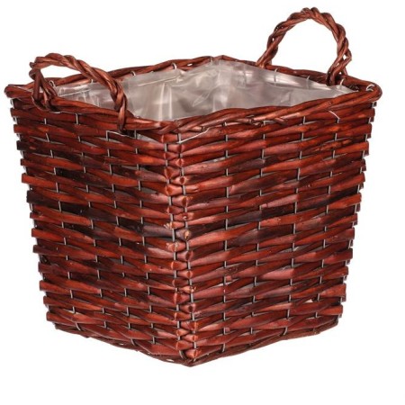 Košík proutěný - obal na květiny, hranatý, tmavě hnědý