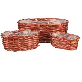 Truhlík oválný proutěný, cena za sadu 3ks.  Tmavě hnědá barva.