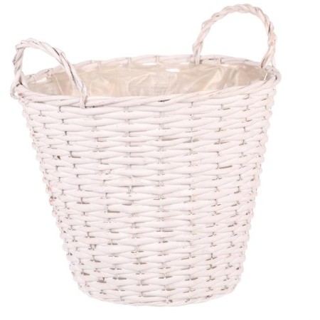 Košík proutěný - obal na květiny, kulatý, bílý