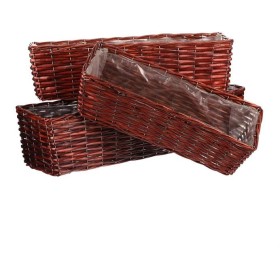 Košík proutěný - hranatý truhlík, tmavě hnědý, cena za sadu 3 ks