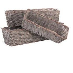 Košík proutěný - hranatý truhlík, šedý, cena za sadu 3 ks