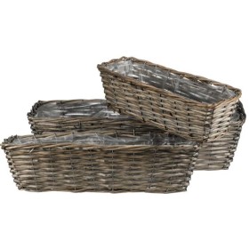Obal na květiny - proutěný truhlík, hranatý, cena za sadu 3 ks