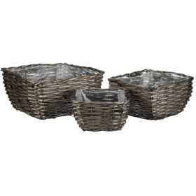 Obal na květiny - proutěný truhlík, hranatý, cena za sadu 3 ks