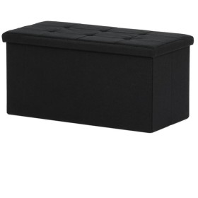 Taburet s úložným prostorem, černá, látka, TAB-462 BK2