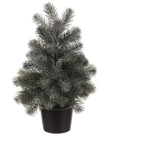 Stromek v květináči - 50 cm, umělý smrček, zelený, jemně ojíněný