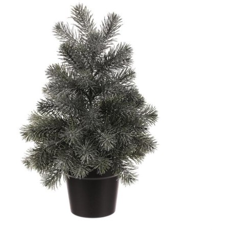 Stromek v květináči - 50 cm, umělý smrček, zelený, jemně ojíněný