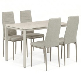 Jídelní set s 4 židlemi, 110x70x75cm travertin, ASE-1039 CRM2
