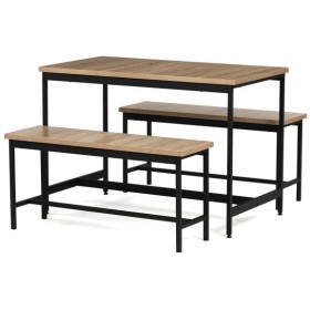 Jídelní set s 2 lavicemi, 110x60x75cm, mdf, dub, AUT-G1175 OAK