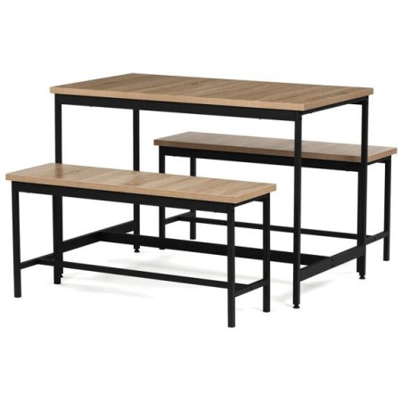 Jídelní set s 2 lavicemi, 110x60x75cm, mdf, dub, AUT-G1175 OAK