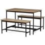 Jídelní set s 2 lavicemi, 110x60x75cm, mdf, dub, AUT-G1175 OAK