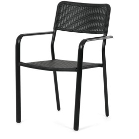 Zahradní židle, kov, plast, černá, AZC-H1021 BK