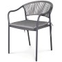 Zahradní židle, kov, polyratan, šedá, AZC-L1352 GREY