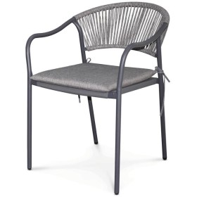 Zahradní židle, kov, polyratan, šedá, AZC-L1352 GREY