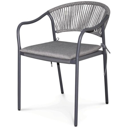 Zahradní židle, kov, polyratan, šedá, AZC-L1352 GREY