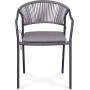 Zahradní židle, kov, polyratan, šedá, AZC-L1352 GREY