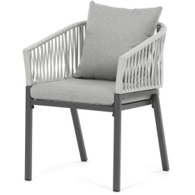 Zahradní židle, kov, polyratan, šedá, AZC-S1430 GREY