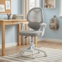 Dětská židle, výškově nastavitelná, šedá síťovina, KA-W8008 GREY