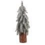 Smrk na špalku - mini, výška 44 cm, zelený, ojíněný