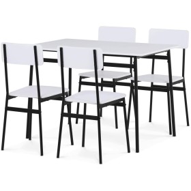 Jídelní set s 4 židlemi, 110x70x76cm, mdf, bílá, AUT-O2155 WT