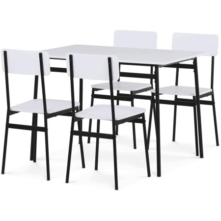 Jídelní set s 4 židlemi, 110x70x76cm, mdf, bílá, AUT-O2155 WT