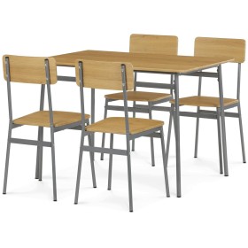 Jídelní set s 4 židlemi, 110x70x76cm, mdf, divoký dub, AUT-O2156 OAK