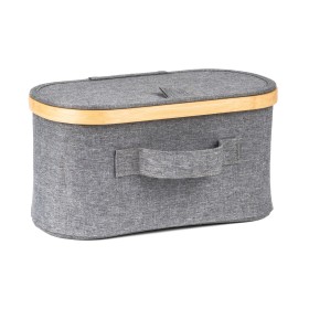 Úložný box G21 30 x 15 x 15 cm, bambusový s víkem, šedý