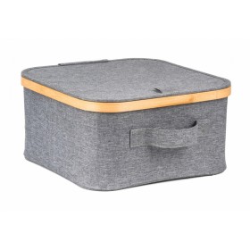 Úložný box G21 30 x 30 x 15 cm, bambusový s víkem, šedý