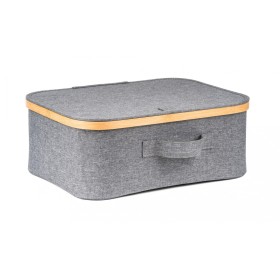 Úložný box G21 40 x 30 x 15 cm, bambusový s víkem, šedý