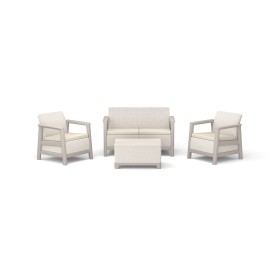 Zahradní nábytek Keter Scandi set dvousedadlová pohovka + 2 křesla + úložný stůl béžovo šedý