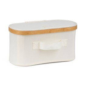 Úložný box G21 30 x 15 x 15 cm, bambusový s víkem, béžový