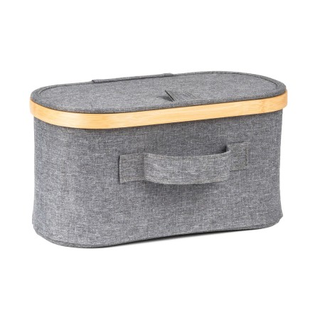 Úložný box G21 30 x 15 x 15 cm, bambusový s víkem, šedý