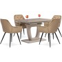 Jídelní stůl 110+40x75 cm, cappuccino 4 mm skleněná deska, MDF, cappuccino mat