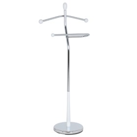 Němý sluha, výška 118 cm, masiv kaučukovník, bílý lak, kov chrom, nos. 5 kg