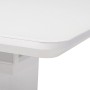 Jídelní stůl 110+40x75 cm, bílá 4 mm skleněná deska, MDF, biely matný lak