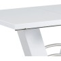 Rozkládací jídelní stůl 120+40x80 cm, bílý lesk / broušený nerez