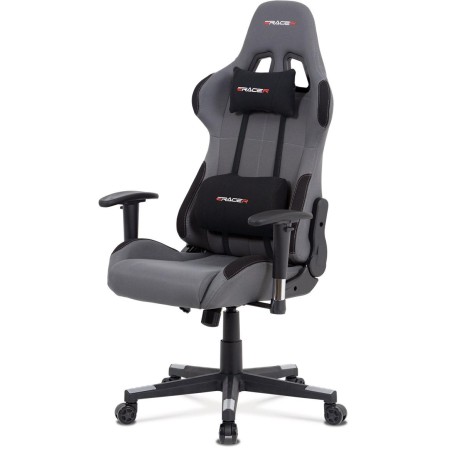 Kancelářská židle houpací mech., šedá + černá látka, plast. kříž