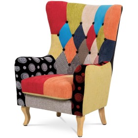 Křeslo, látka patchwork, masiv přírodní kaučukovník