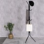 Věšák stojanový, výška 170,5 cm, kovová konstrukce, černý lak, nosnost 6 kg