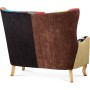 Dvojsedačka, potah látka patchwork, dřevěné nohy, masiv kaučukovník