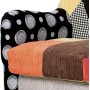 Dvojsedačka, potah látka patchwork, dřevěné nohy, masiv kaučukovník